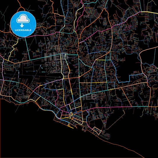 Zamboanga City, Zamboanga del Sur , Philippines, colorful city map on black background