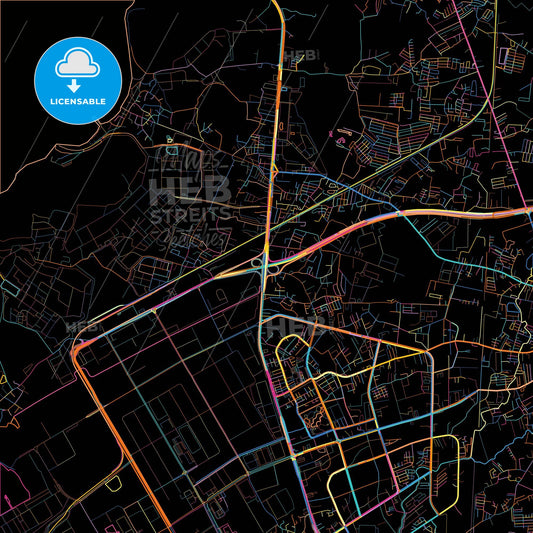 Laem Chabang, Chonburi, Thailand, colorful city map on black background