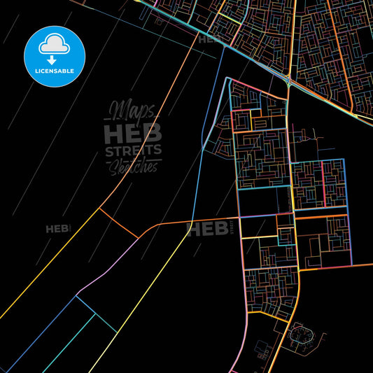 Hafr Al-Batin, Saudi Arabia, colorful city map on black background