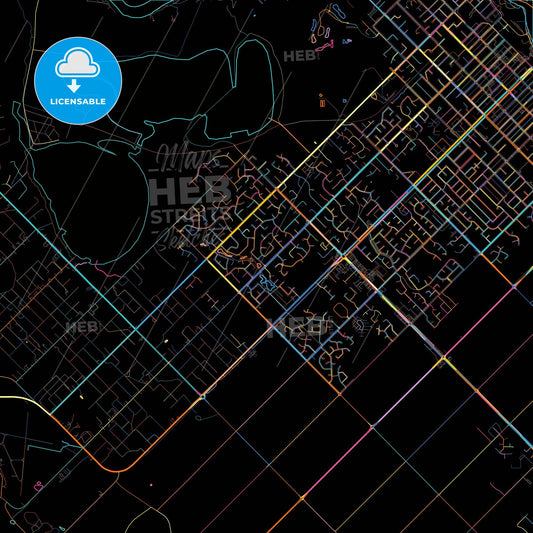 Mildura–Wentworth, New South Wales, Australia, colorful city map on black background
