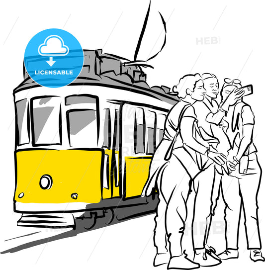 Tram 28 Lisbon With Passengers