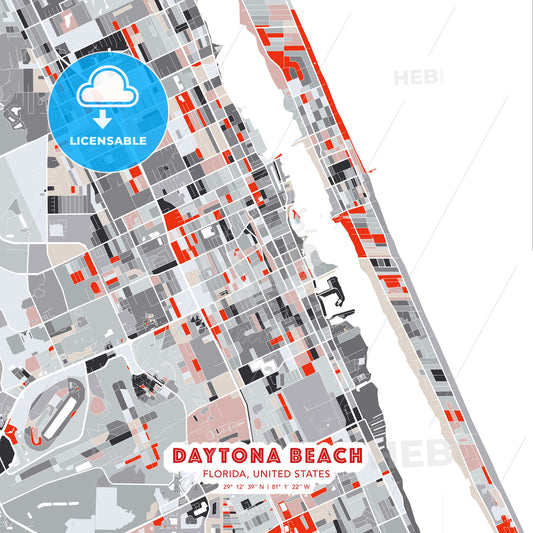 Daytona Beach, Florida, United States, modern map - HEBSTREITS Sketches