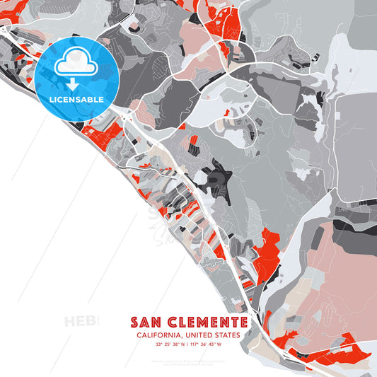 San Clemente, California, United States, modern map - HEBSTREITS Sketches