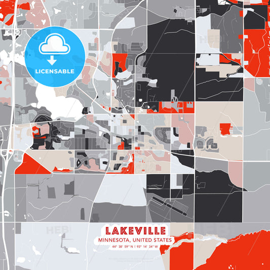 Lakeville, Minnesota, United States, modern map - HEBSTREITS Sketches