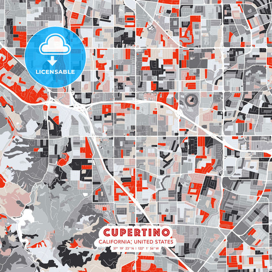 Cupertino, California, United States, modern map - HEBSTREITS Sketches