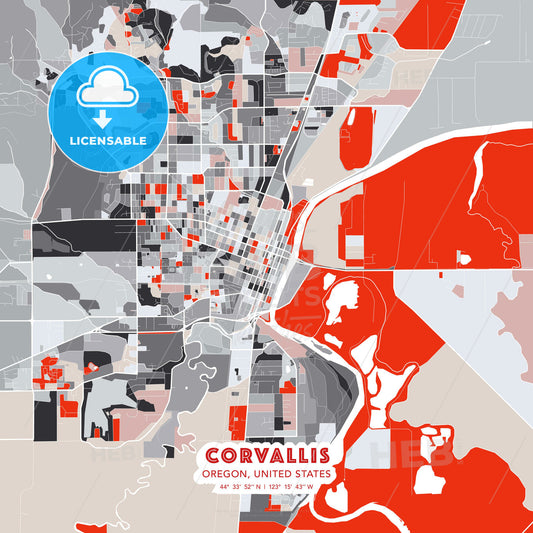 Corvallis, Oregon, United States, modern map - HEBSTREITS Sketches