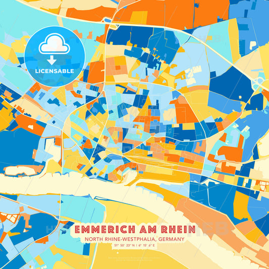 Emmerich am Rhein, North Rhine-Westphalia, Germany, map - HEBSTREITS Sketches