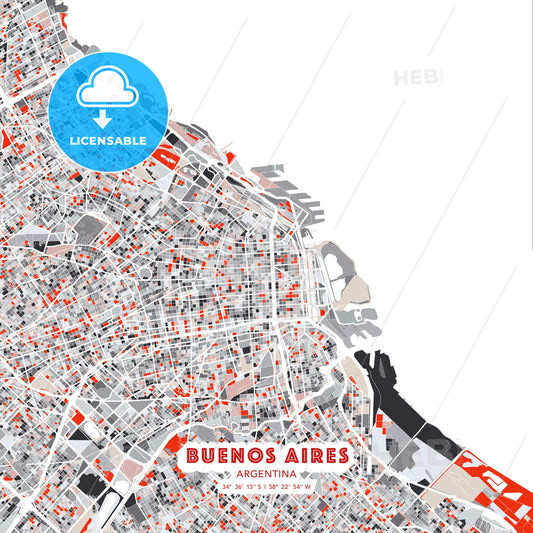 Buenos Aires, Argentina, modern map - HEBSTREITS Sketches