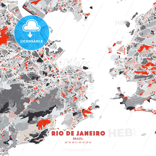Rio de Janeiro, Brazil, modern map - HEBSTREITS Sketches