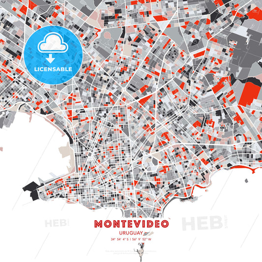 Montevideo, Uruguay, modern map - HEBSTREITS Sketches