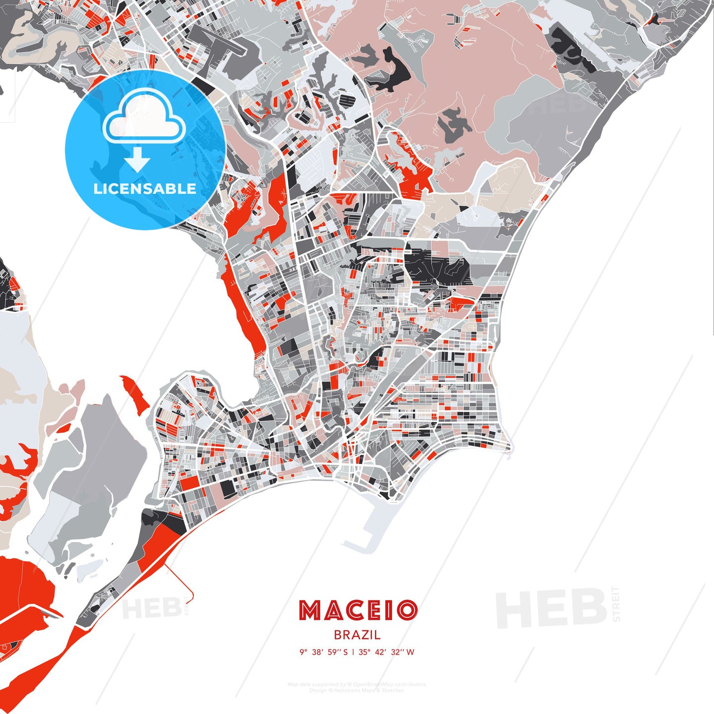 Maceio, Brazil, modern map - HEBSTREITS Sketches