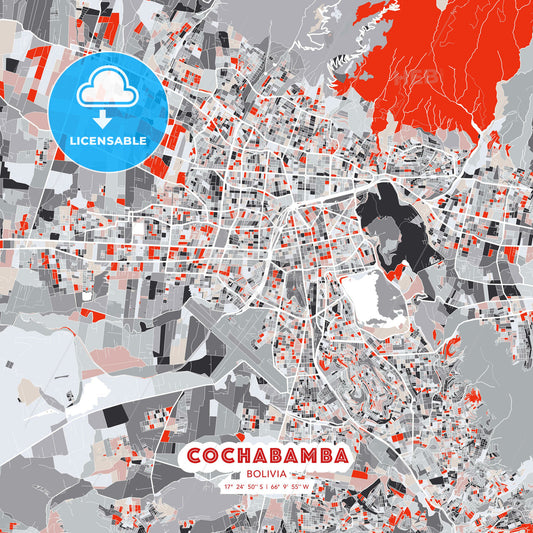 Cochabamba, Bolivia, modern map - HEBSTREITS Sketches