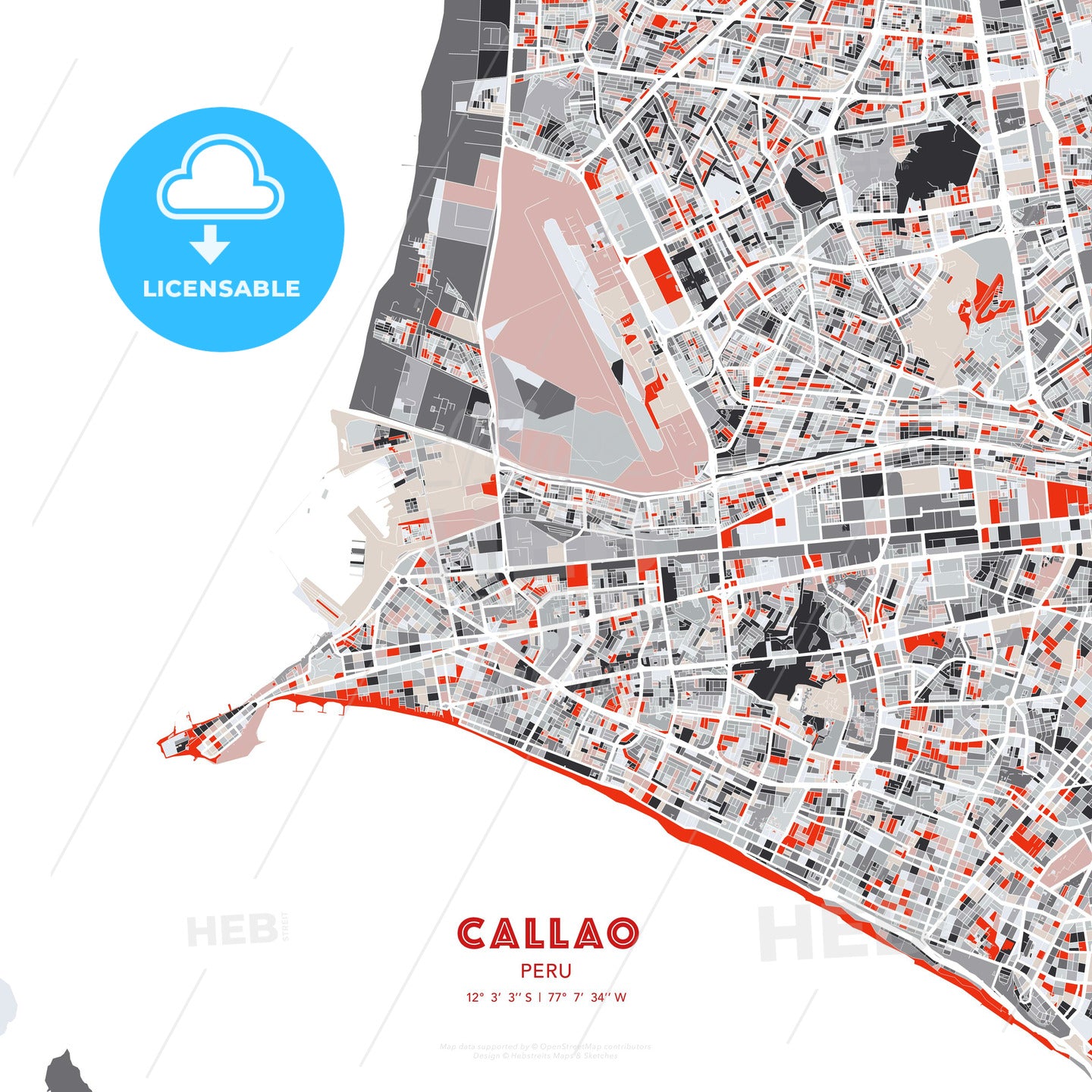 Callao, Peru, modern map - HEBSTREITS Sketches