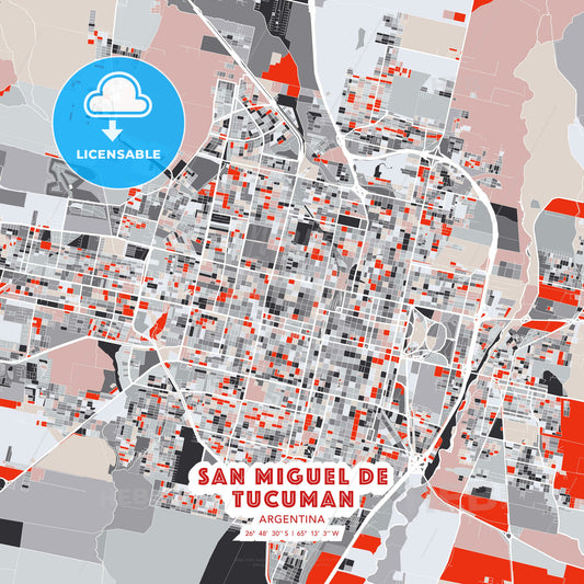 San Miguel de Tucuman, Argentina, modern map - HEBSTREITS Sketches