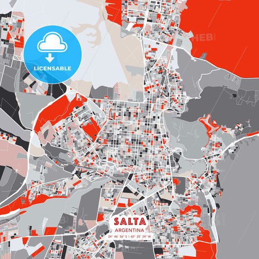 Salta, Argentina, modern map - HEBSTREITS Sketches