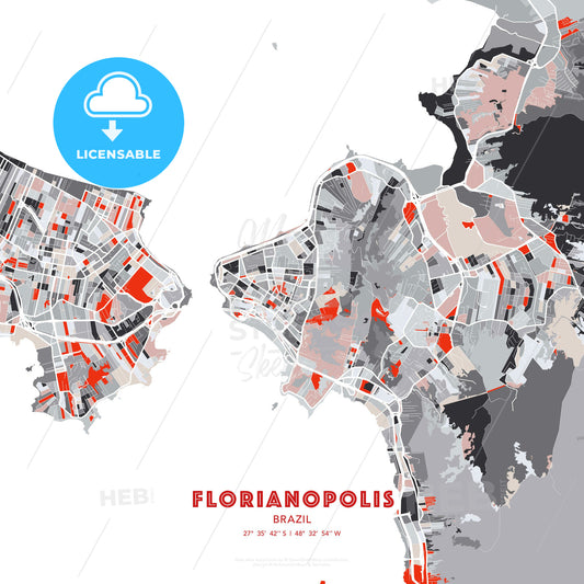 Florianopolis, Brazil, modern map - HEBSTREITS Sketches