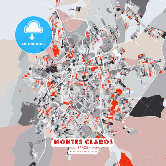Montes Claros, Brazil, modern map - HEBSTREITS Sketches