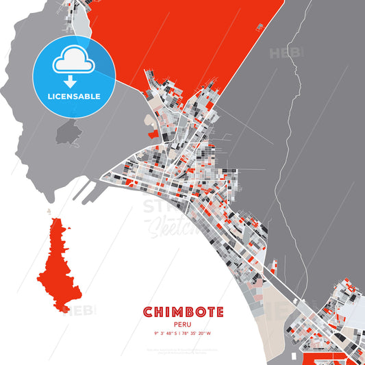 Chimbote, Peru, modern map - HEBSTREITS Sketches