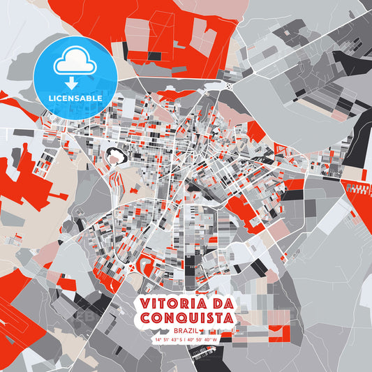 Vitoria da Conquista, Brazil, modern map - HEBSTREITS Sketches