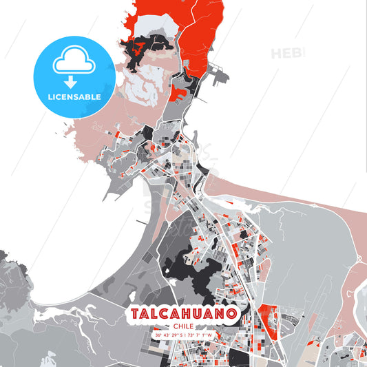 Talcahuano, Chile, modern map - HEBSTREITS Sketches
