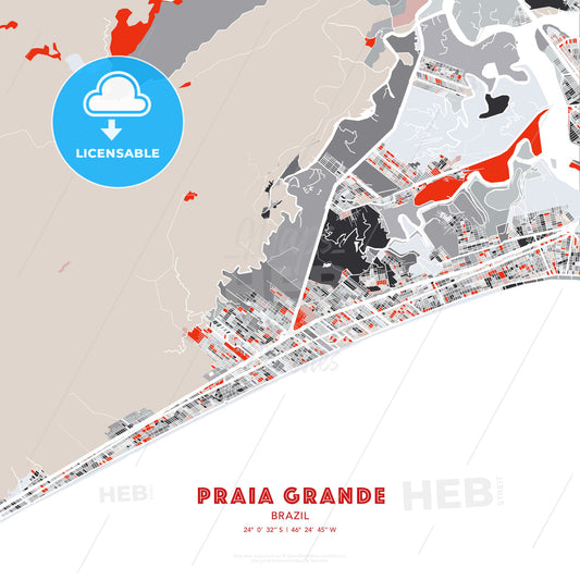 Praia Grande, Brazil, modern map - HEBSTREITS Sketches