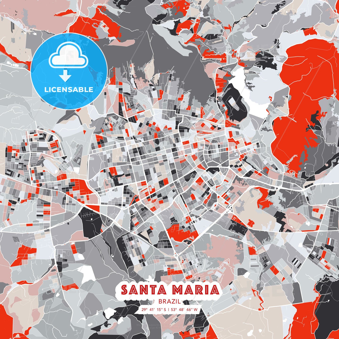 Santa Maria, Brazil, modern map - HEBSTREITS Sketches