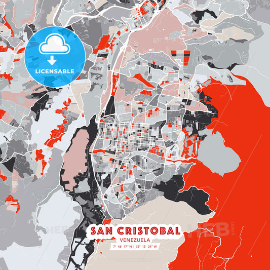 San Cristobal, Venezuela, modern map - HEBSTREITS Sketches