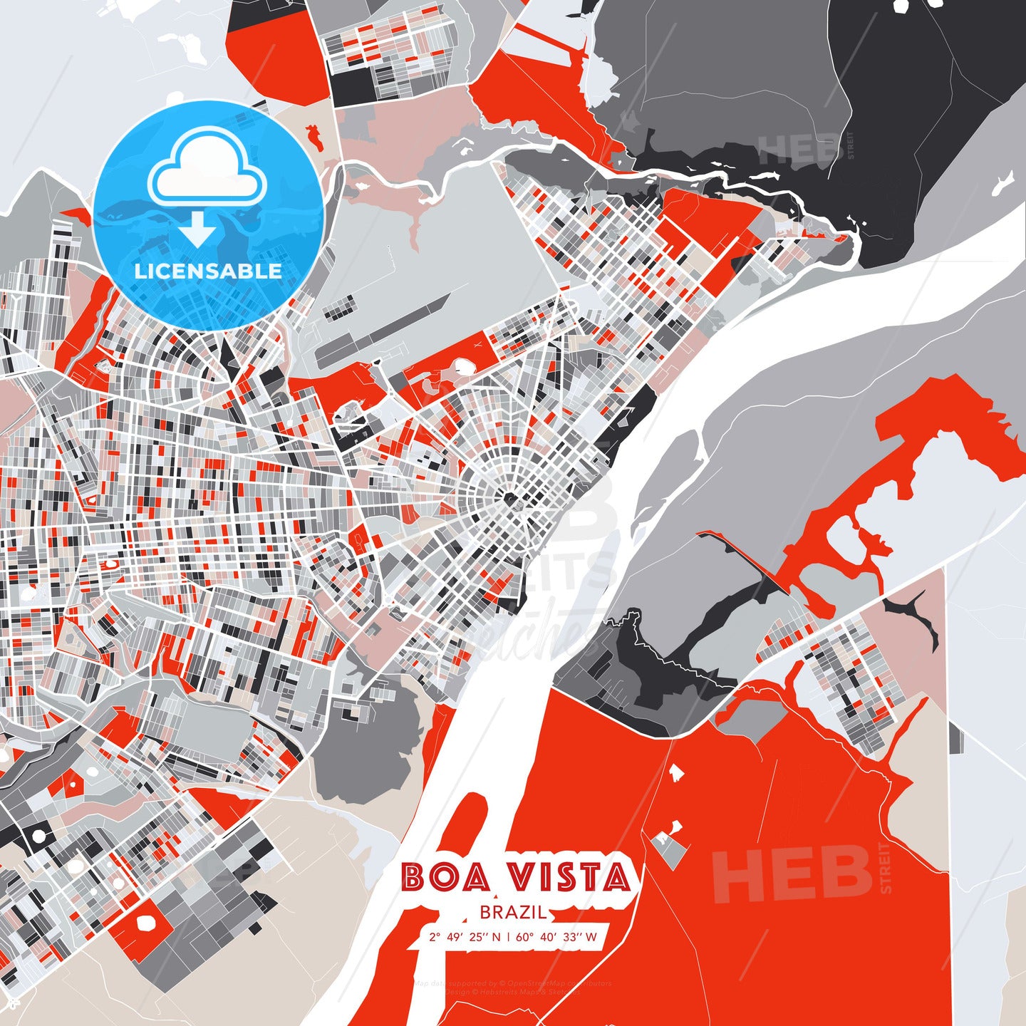 Boa Vista, Brazil, modern map - HEBSTREITS Sketches