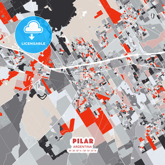 Pilar, Argentina, modern map - HEBSTREITS Sketches