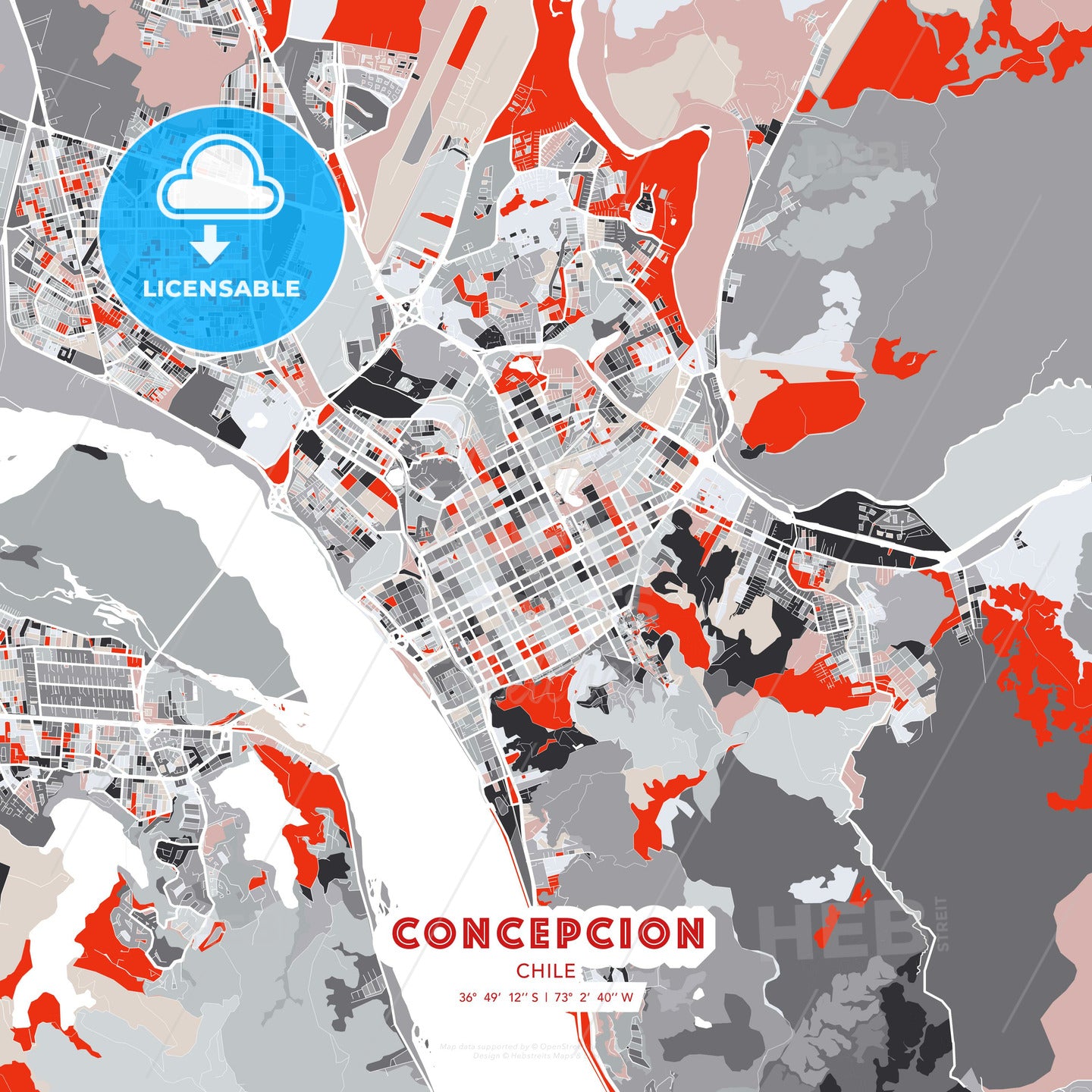 Concepcion, Chile, modern map - HEBSTREITS Sketches