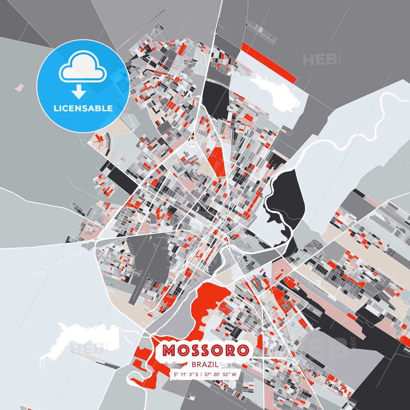 Mossoro, Brazil, modern map - HEBSTREITS Sketches