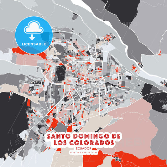 Santo Domingo de los Colorados, Ecuador, modern map - HEBSTREITS Sketches