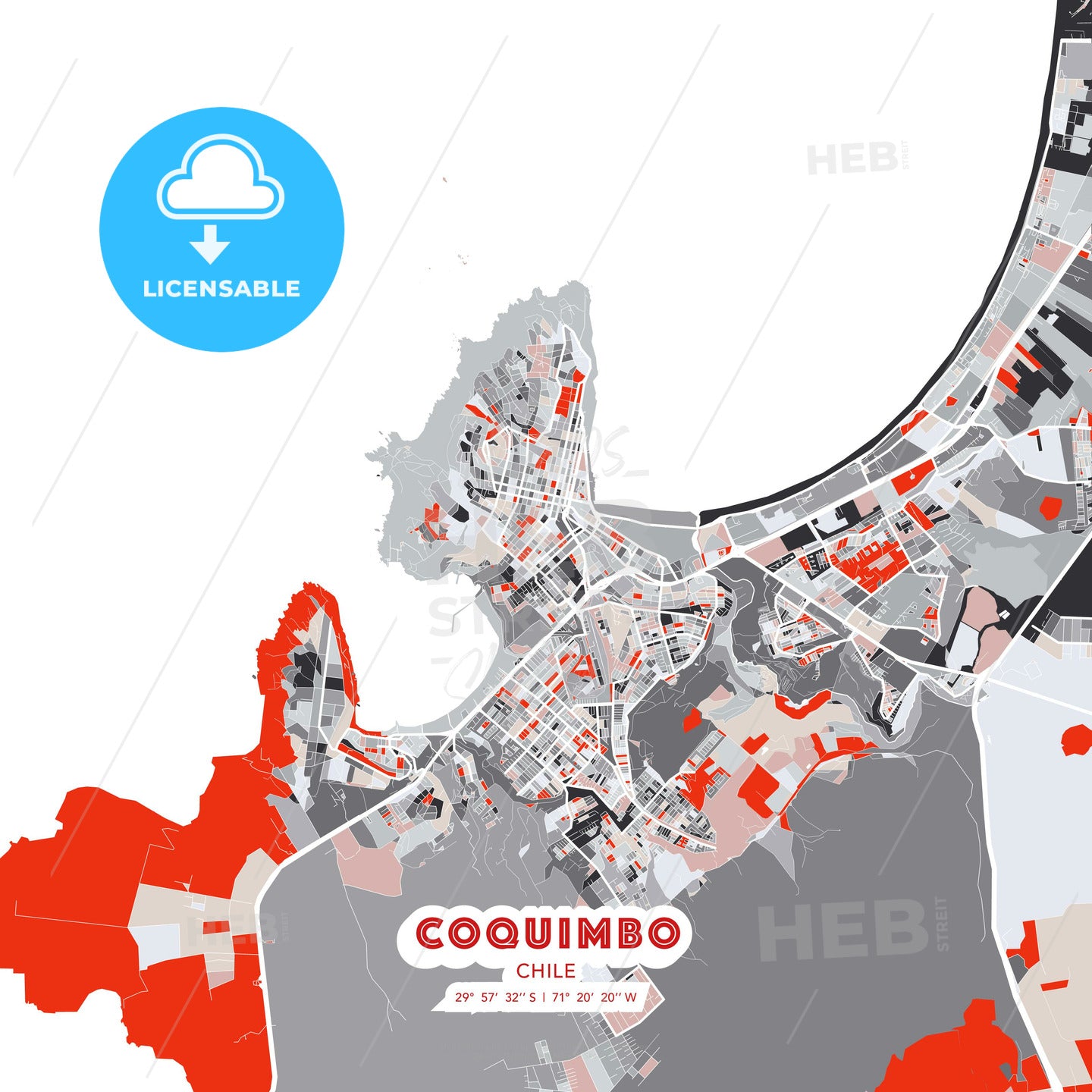 Coquimbo, Chile, modern map - HEBSTREITS Sketches