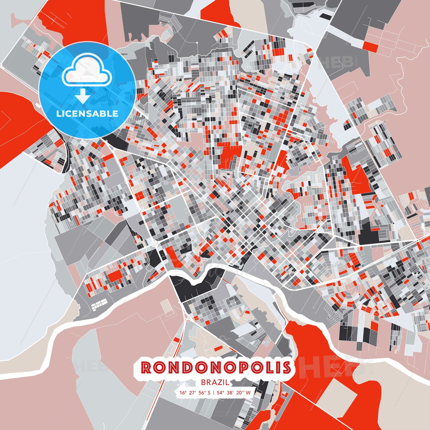 Rondonopolis, Brazil, modern map - HEBSTREITS Sketches