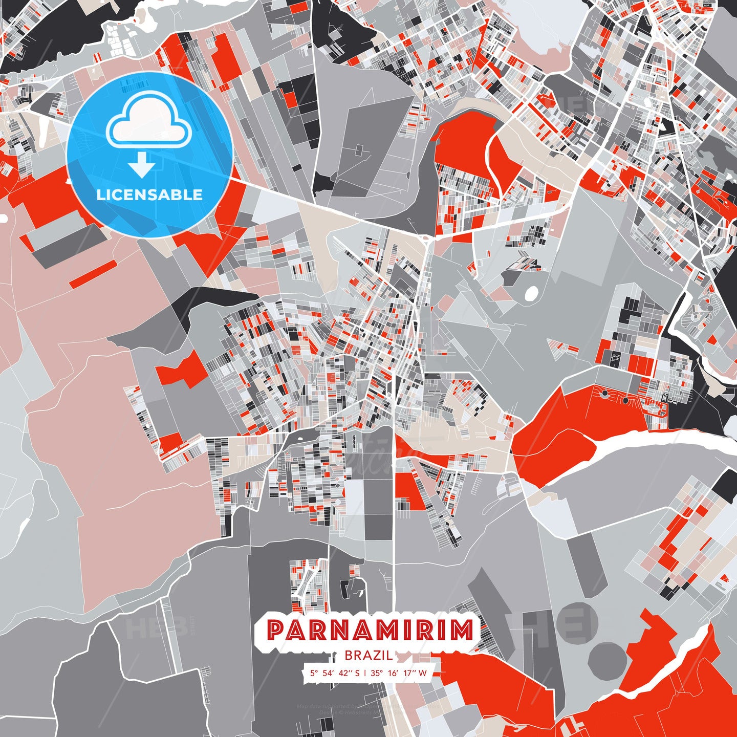 Parnamirim, Brazil, modern map - HEBSTREITS Sketches