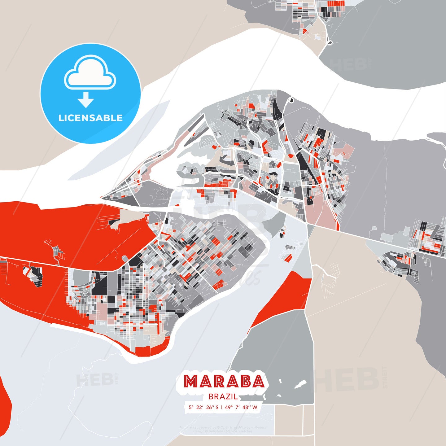 Maraba, Brazil, modern map - HEBSTREITS Sketches