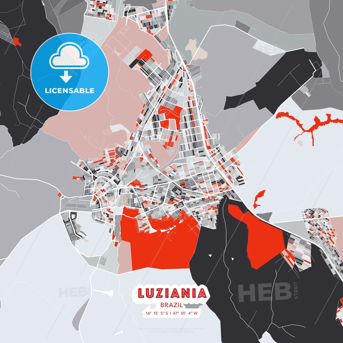 Luziania, Brazil, modern map - HEBSTREITS Sketches