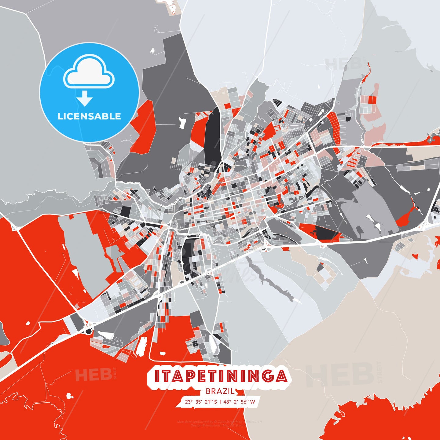 Itapetininga, Brazil, modern map - HEBSTREITS Sketches