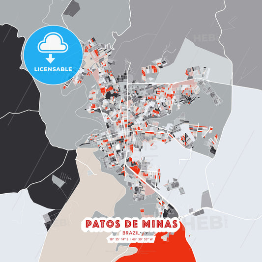 Patos de Minas, Brazil, modern map - HEBSTREITS Sketches