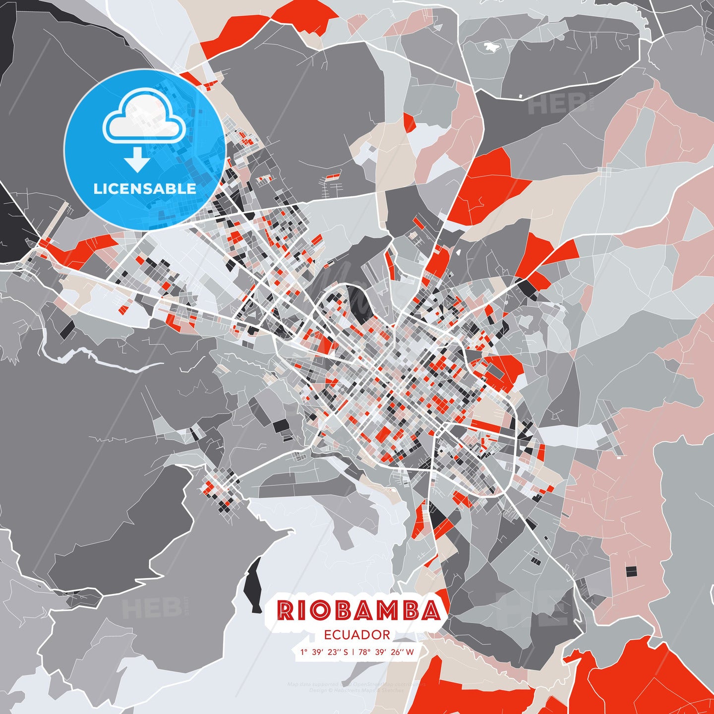 Riobamba, Ecuador, modern map - HEBSTREITS Sketches