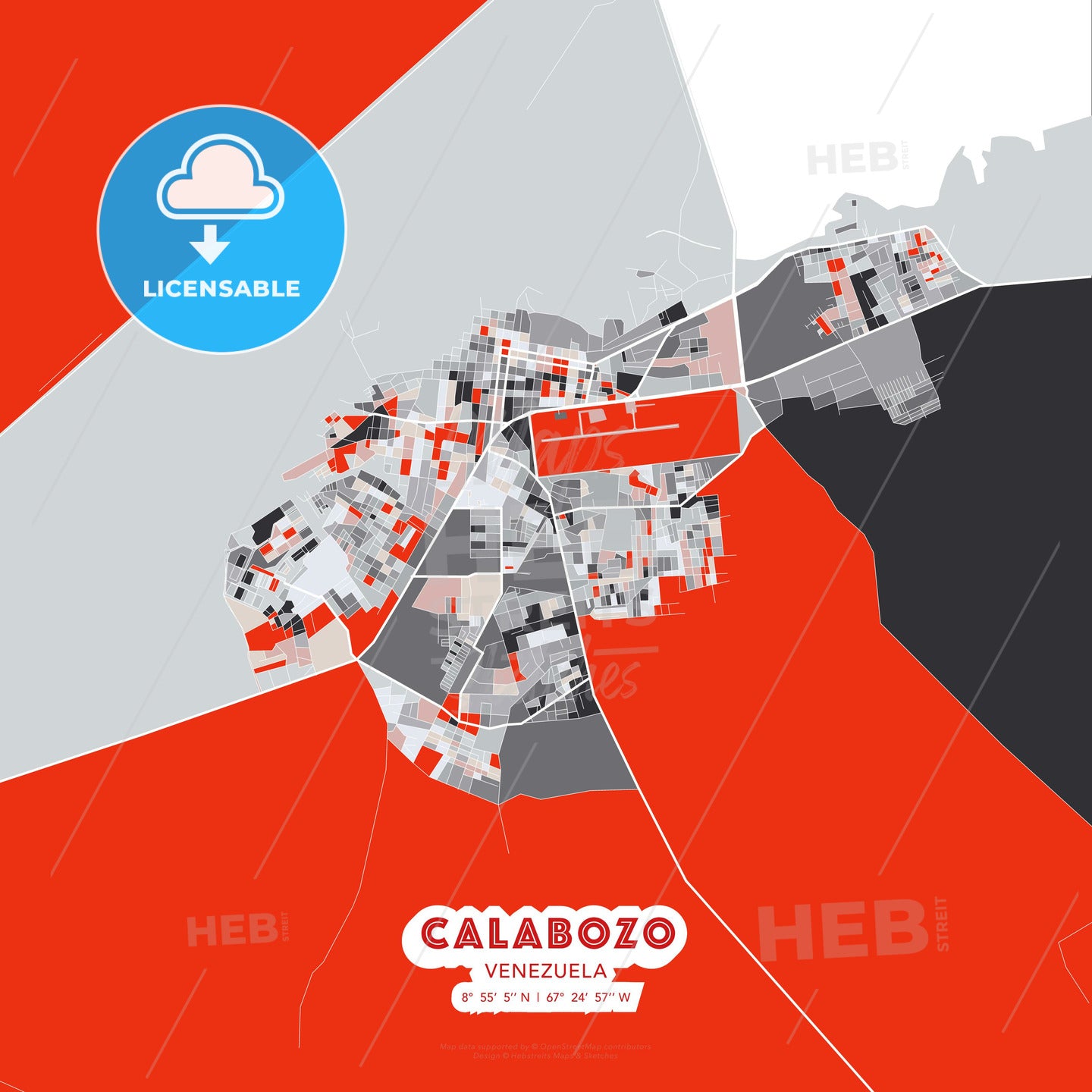 Calabozo, Venezuela, modern map - HEBSTREITS Sketches