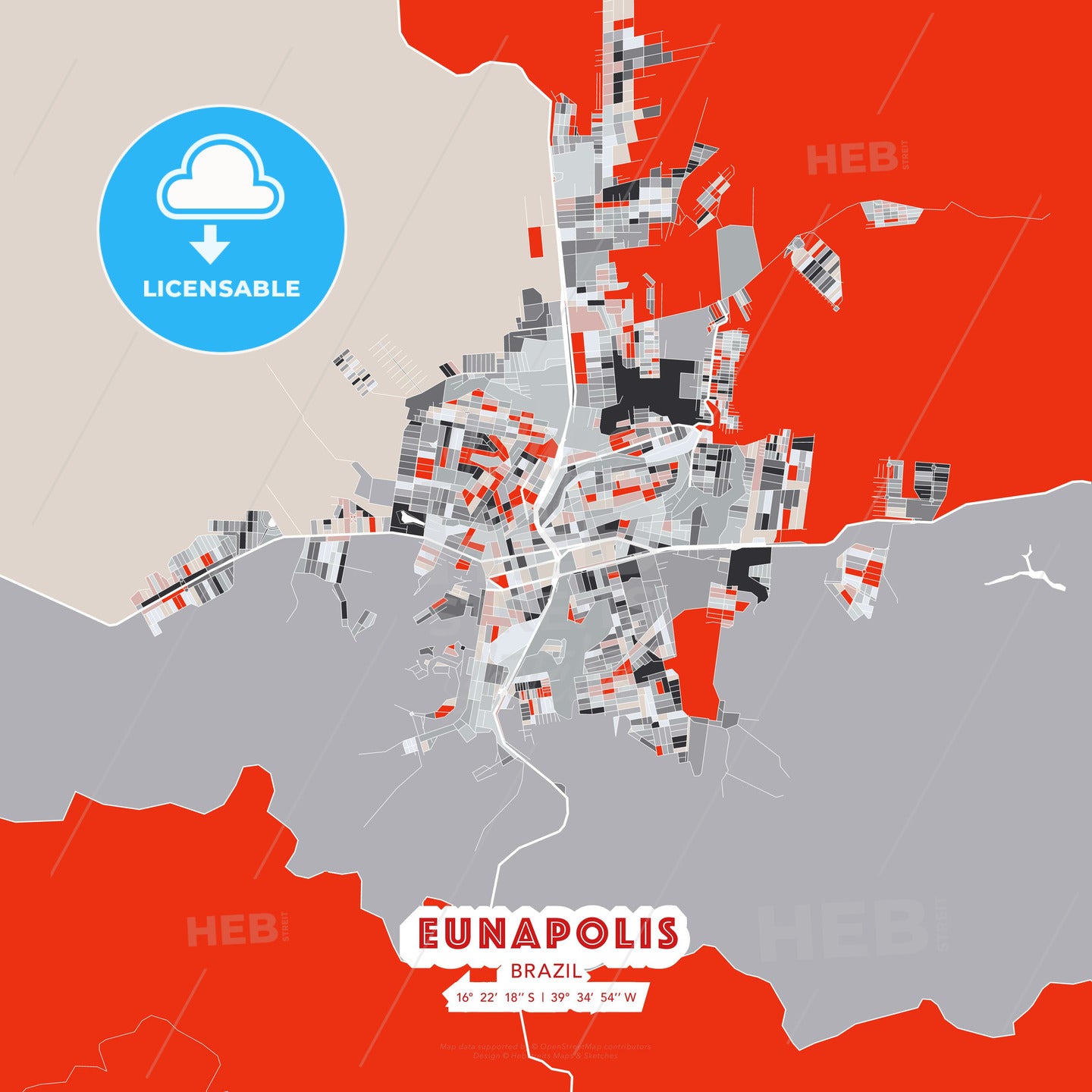 Eunapolis, Brazil, modern map - HEBSTREITS Sketches