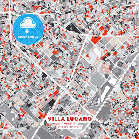 Villa Lugano, Argentina, modern map - HEBSTREITS Sketches