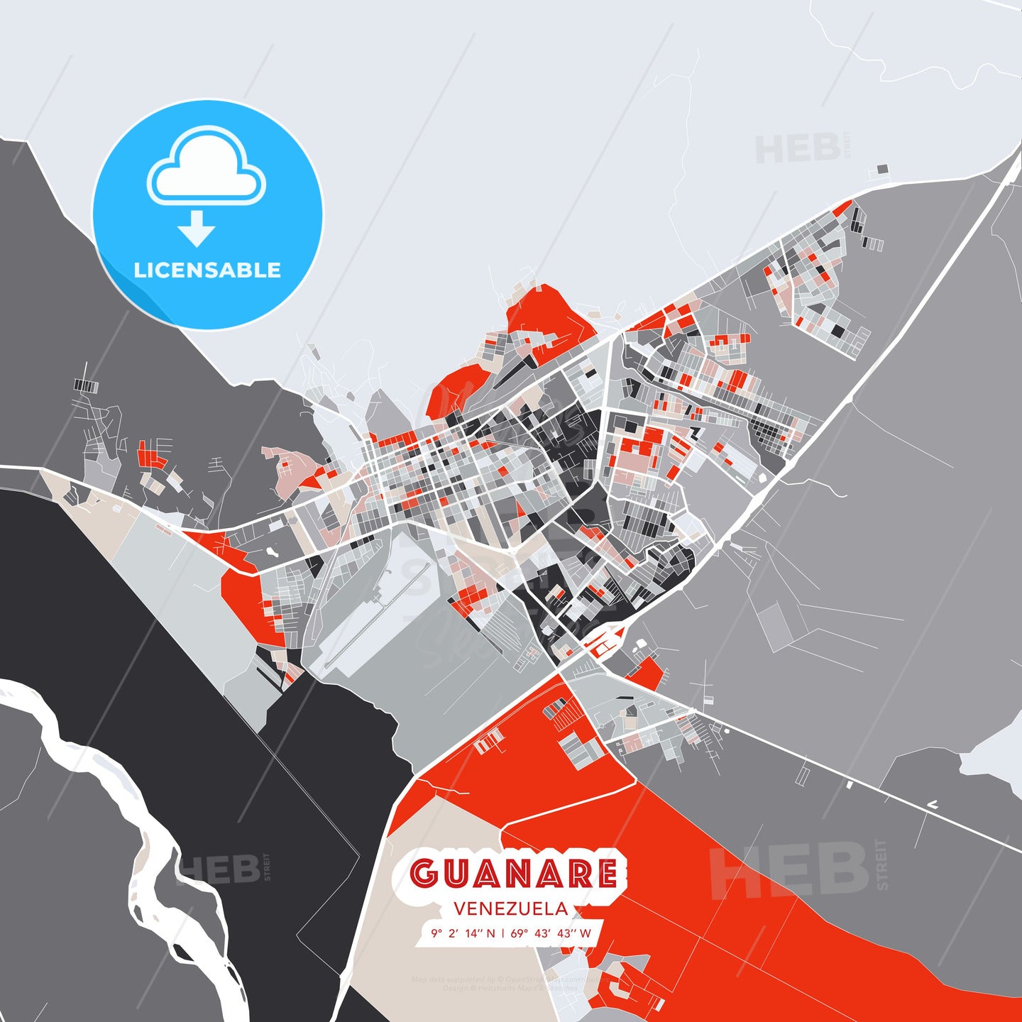 Guanare, Venezuela, modern map - HEBSTREITS Sketches