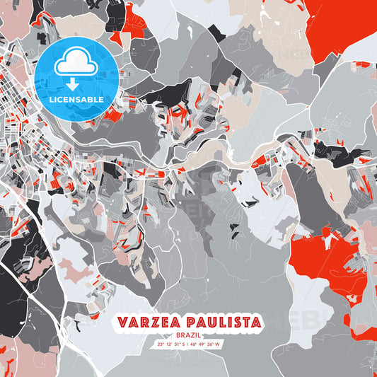 Varzea Paulista, Brazil, modern map - HEBSTREITS Sketches