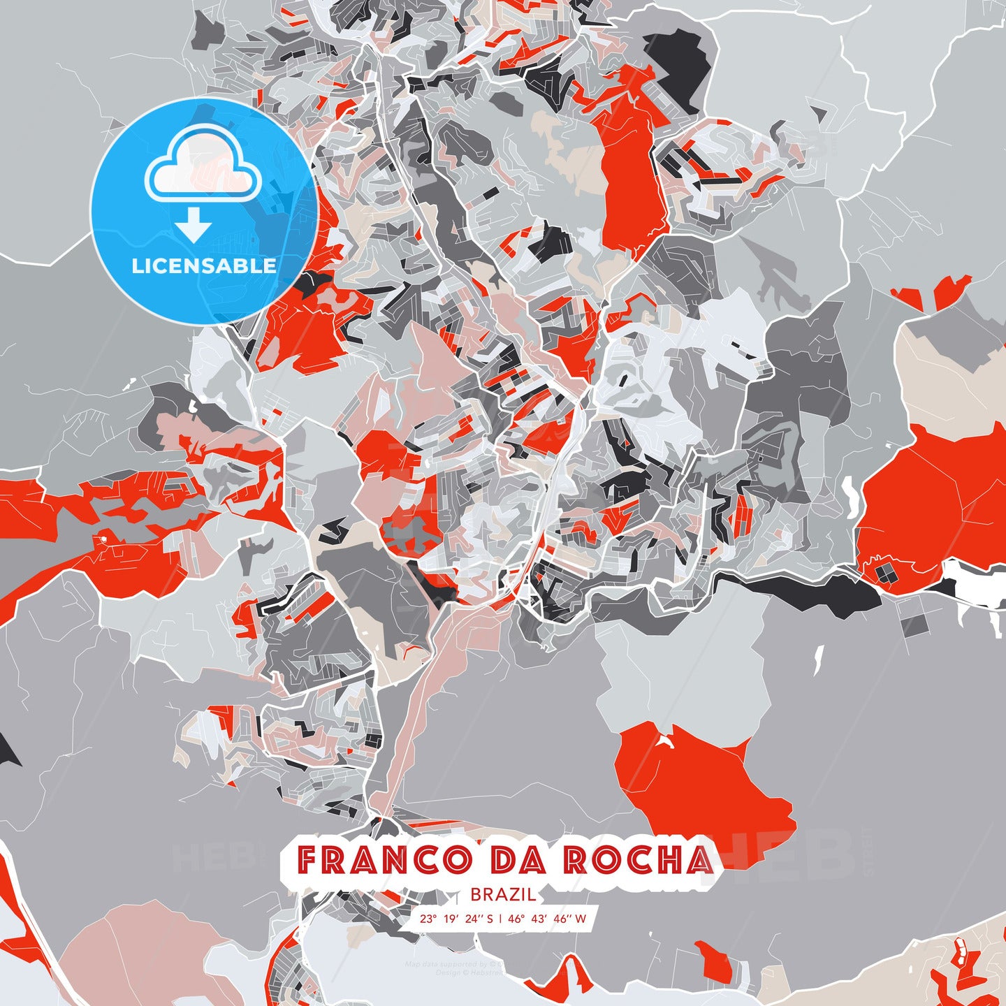 Franco da Rocha, Brazil, modern map - HEBSTREITS Sketches