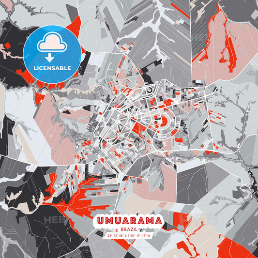 Umuarama, Brazil, modern map - HEBSTREITS Sketches