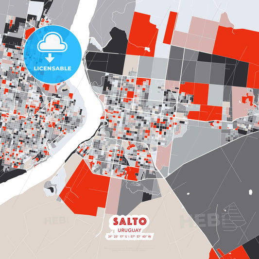 Salto, Uruguay, modern map - HEBSTREITS Sketches