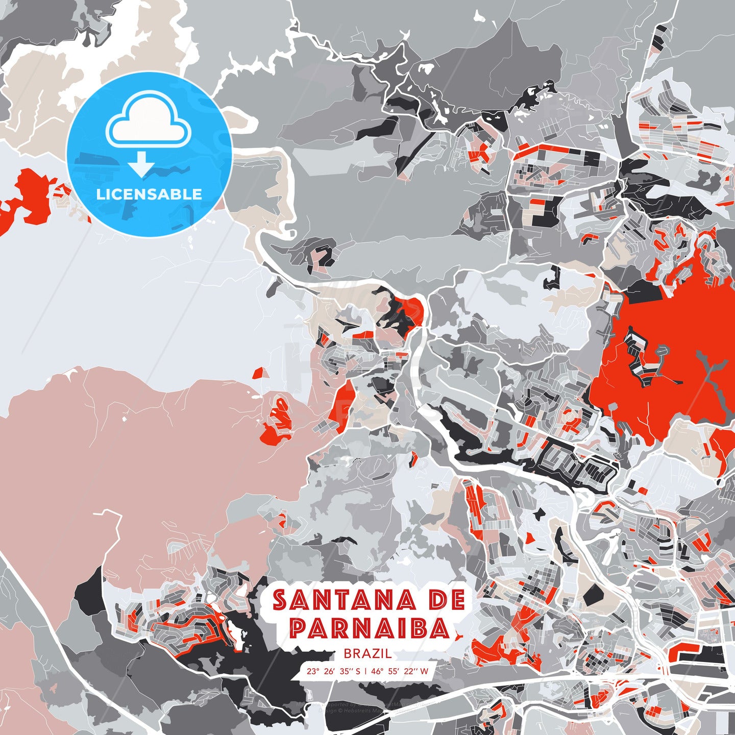 Santana de Parnaiba, Brazil, modern map - HEBSTREITS Sketches