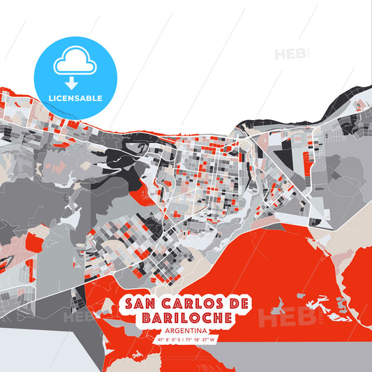 San Carlos de Bariloche, Argentina, modern map - HEBSTREITS Sketches